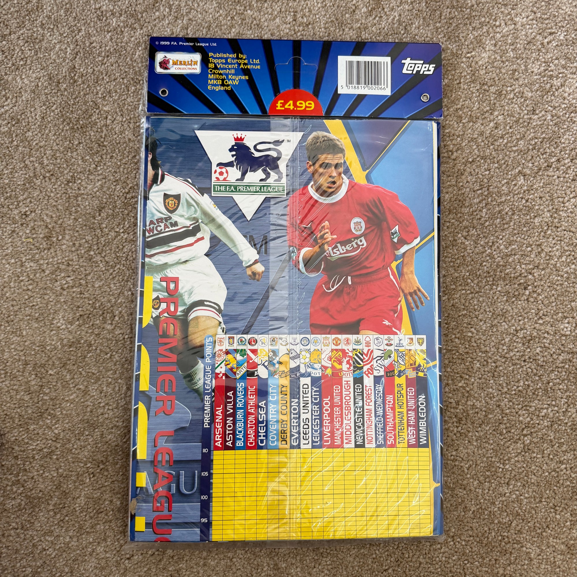 Merlin 1999 Premier League Sealed Starter Pack Stickers
