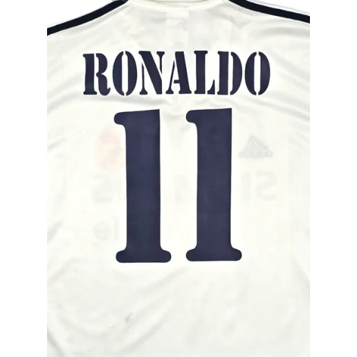 Real Madrid 2001/02 Home Ronaldo Name Set (Navy)