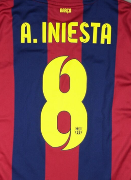 Barcelona 2014/15 Iniesta Home Name Set